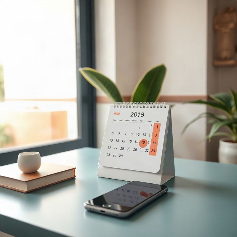 Agenda e smartphone sobre mesa minimalista em ambiente com luz natural